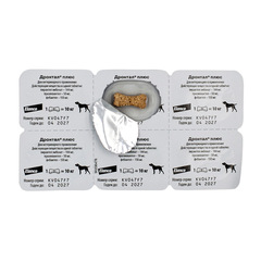 Bayer Дронтал плюс № 6 для собак со вкусом мяса 6 таб.