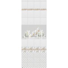 Панель ПВХ Novita с эффектом мерцания Белая орхидея узор 2700х250мм