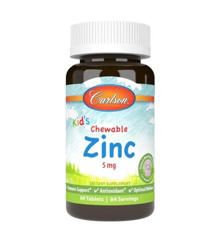 Carlson, Kid's Chewable Zinc, натуральная ягодная смесь, 5 мг, 84 жевательных таблеток