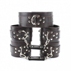 Набор фиксаторов из коричневой кожи