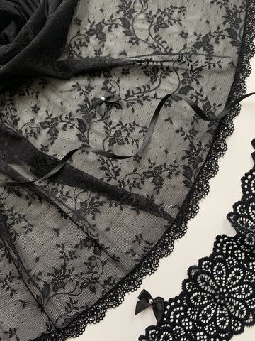 Сетка эластичная черная цветы