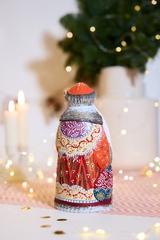 Деревянный Дед Мороз с посохом, 20 см, Россия