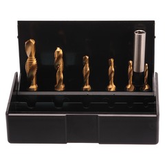 Набор метчиков для шуруповерта 3 в 1 M3 -M10 HSS-TiN 7пр Volkel 67209