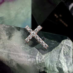 Накрутка "Crystal Cross 11 Stones" - Розовое золото - White CZ