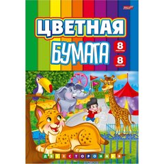 
          Бумага цветная Проф-Пресс, 166х240 мм, двухсторонняя, немелованная, 8 листов, 8 цветов, скрепка, "Поход в зоопарк"
