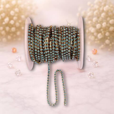 стразовая лента 3мм цвет (золото -голубой)