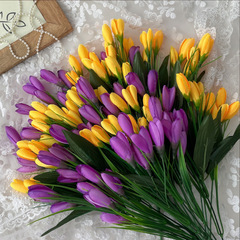 Крокусы-подснежники искусственные, Желто+малиновый ПЫШНЫЙ микс, 35 см, более 90 бутонов в наборе, набор 3+3 букета, всего 6 букетов.