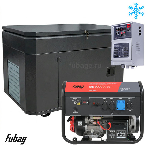 Бензиновый генератор в зимнем супер тихом кожухе с блоком АВР Fubag BS 9000 A ES/1400SSW RAL 7024