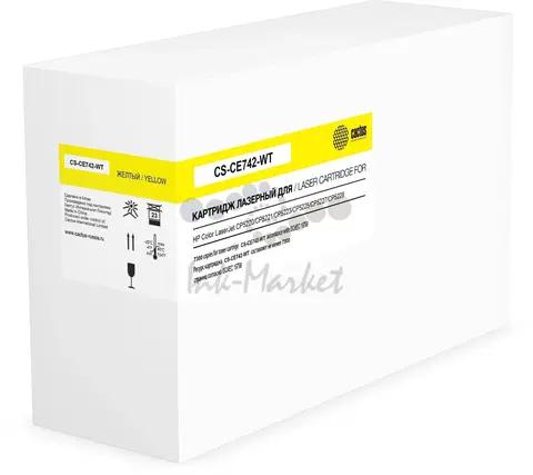 Картридж лазерный Cactus CS-CE742-WT желтый (7300стр.) для HP CLJ Pro CP5220/CP522 без чипа