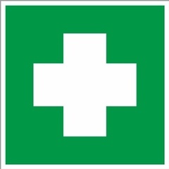 Знак безопасности АПТЕЧКА ЕС01 1й мед.помощи 200х200