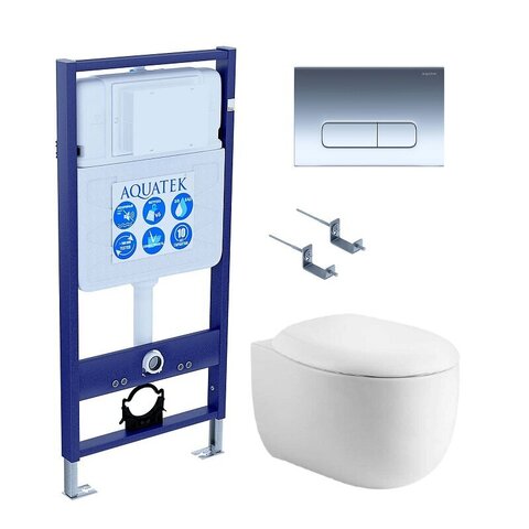 Aquatek SET Aquatek АЛЬТАИР cm-016 4в1 SET Aquatek АЛЬТАИР-016 4в1 (рама Aquatek Standard INS-0000012+крепеж KKI-0000002+клавиша KDI-0000016+унитаз АЛЬТАИР AQ1980-00 с тонким сиденьем soft-