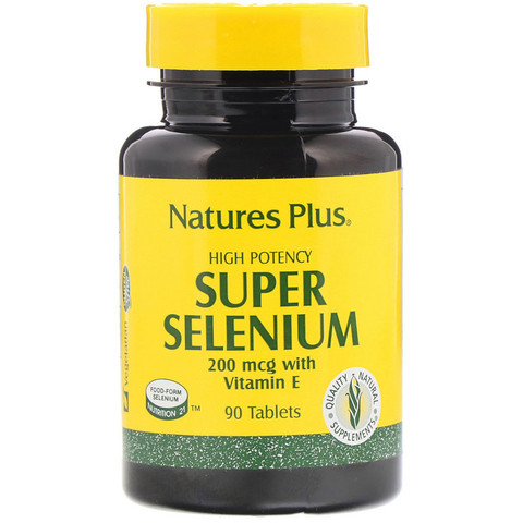 Nature's Plus, Super Selenium, супер селен, 200 мкг, 90 таблеток