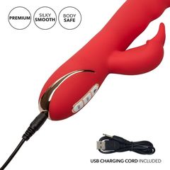 Красный вибромассажер-кролик с функцией нагрева Heated Silicone Ultra-Soft Rabbit - 21,5 см. - 