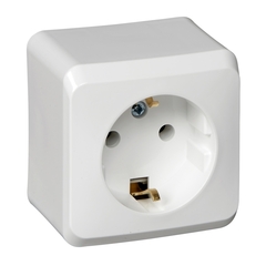 Schneider Electric ЭТЮД Белый Розетка 1-местная открытая установка с заземляющими контактами PA16-003B