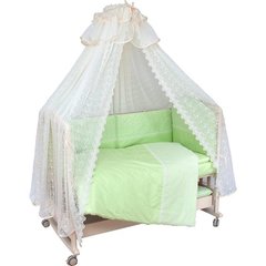 Комплект в кроватку 7 предметов "Кружева" (фисташковый)