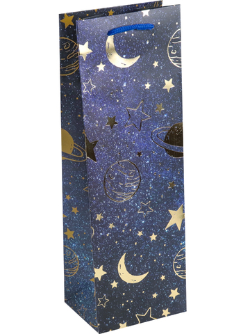 Пакет подарочный с мат.лам. и тис. фольгой Звёздное небо, созвездия, 210г
