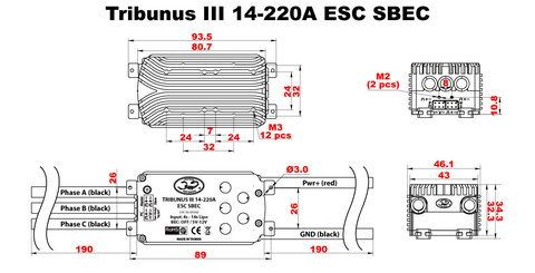 ESC регулятор мотора Scorpion Tribunus III 14-220A 4-14S SBEC