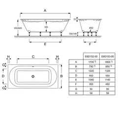 Ванна из материала Flight Jacob Delafon Odeon Rive Gauche 170x75 E6D152-00