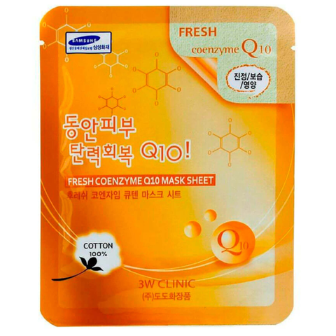 Тканевая маска для лица 3W Clinic Fresh Coenzyme Q10 Mask, 23 мл