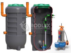 Комплектная КНС RODLEX PUMPS™  на базе насосов Pedrollo (Италия) диаметром 1000 мм с одним насосом  Родлекс Vxm 15/35 - арт.552072