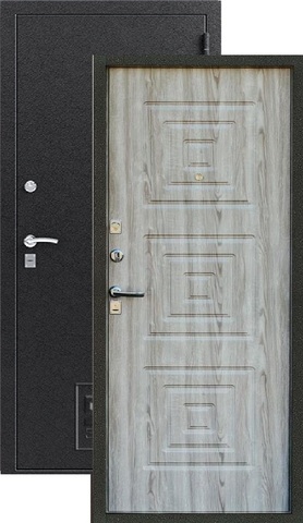 Входная металлическая дверь Z-4 (серебро+серое дерево)  Зевс из стали 1,5 мм с 2 замками