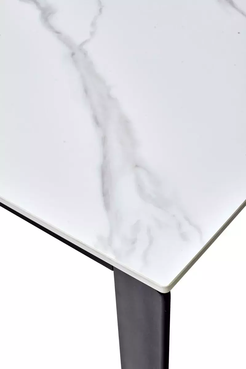 Стол CORNER 120 MATT WHITE MARBLE SOLID CERAMIC / BLACK, DISAUR