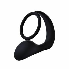 Черное эрекционное кольцо с анальной пробкой «Оки-Чпоки» - 
