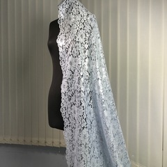 Мерный лоскут 0,75 м  кружево кордовое  голубое с напылением 3176