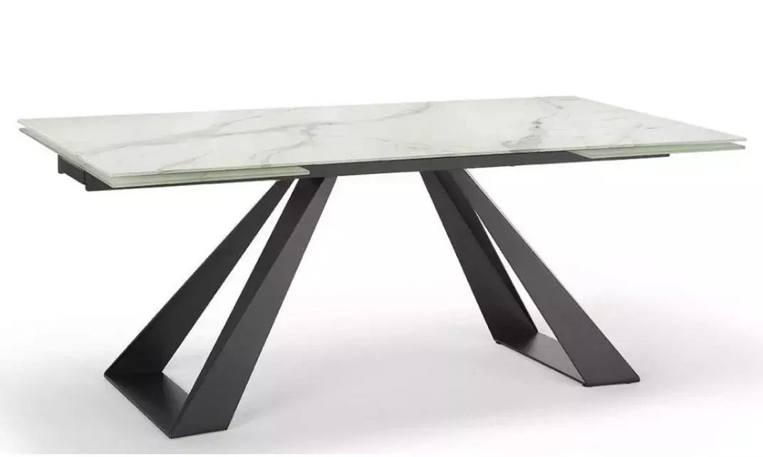 Стол FONDI 180 MARBLES KL-99 Белый мрамор матовый, итальянская керамика/ черный каркас, DISAUR