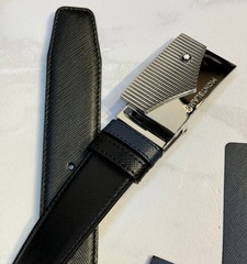 Двусторонний ремень Montblanc из кожи черного цвета 35мм