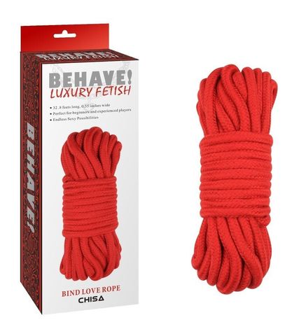 Красная веревка для шибари Bing Love Rope - 10 м. - Chisa Behave! CN-632113255