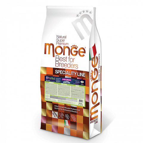 Monge Dog PFB BWild LOW GRAIN низкозерновой корм из мяса дикого кабана для взрослых собак всех пород 15 кг