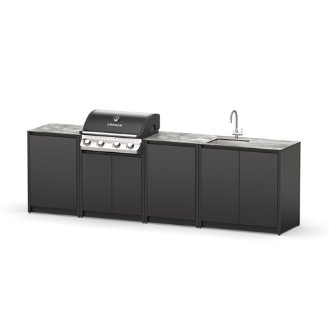 Уличная кухня с грилем Lounge C-117SG, 2.9 м, черный/серый каспий
