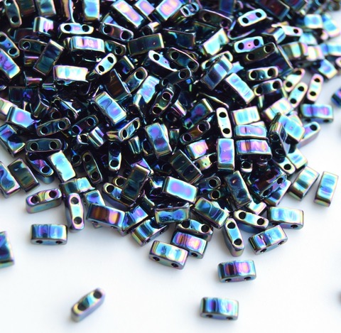 HTL-0455 Бисер Миюки халф тила/Miyuki Half Tila Metallic Verirgated Blue Iris