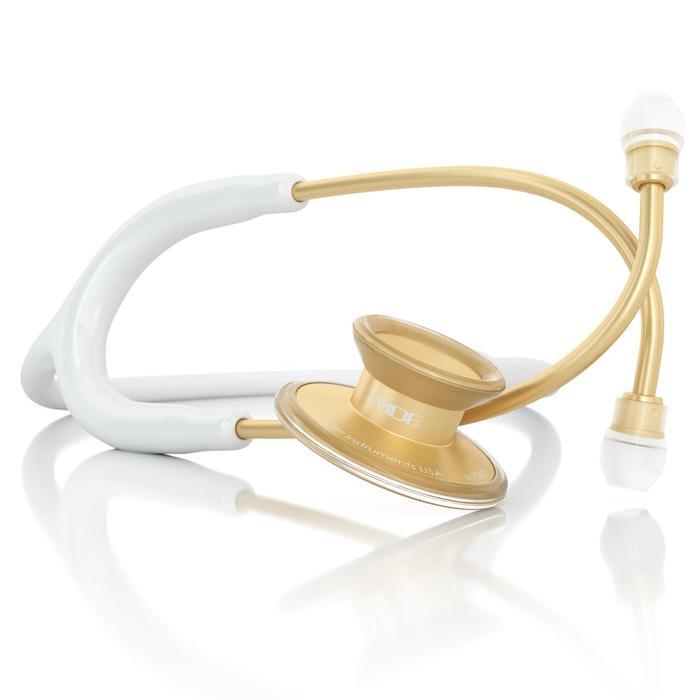 Облегченный стетоскоп Acoustica Deluxe (белый/желтое золото)