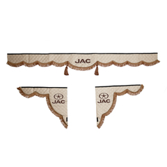 Ламбрекен с косынками стеганые JAC (экокожа, бежевый, коричневые кисточки)