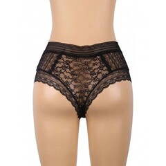 Трусики бразилиана Floral Lace, черные, XS-S