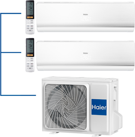 Мульти сплит-система Haier 2 х AS09NS6ERA-W / 2U40S2SM1FA на 2 комнаты 25+25 м2