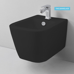 ArtCeram ASB004 17 00 ArtCeram A16  Биде  подвесное  36х52 см, с 1 отв под смеситель, с креплениями,  цвет черный матовый SANIGLAZE фото