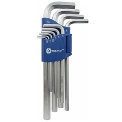 Набор ключей угловых шестигранных КОБАЛЬТ 1.5, 2, 2.5, 3, 4, 5, 6,7, 8, 10 мм Cr-V (10 ш (020404-10)