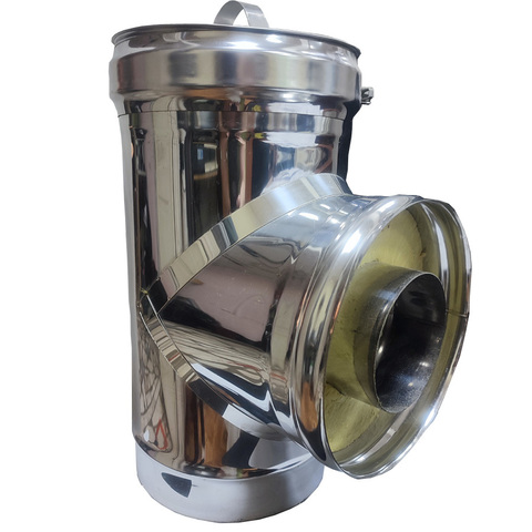 Тройник-сэндвич 90° d115х220 (430/0,8мм+нерж) ТиС с заглушкой