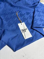 Костюмно-плательный однотонный жаккардовый хлопок (Bottega Veneta, 100%хлопок, Синий Версаль/крупная гусиная лапка, 140, 223 гр/м2)