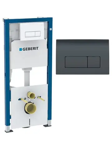 Geberit 458.128.DW.1 Инсталляция Geberit Duofix для подвесного унитаза, 112 см, со смывным бачком Delta 12 см, смывная клавиша Delta50 черный глянцевый
