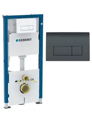 Geberit 458.128.DW.1 Инсталляция Geberit Duofix для подвесного унитаза, 112 см, со смывным бачком Delta 12 см, смывная клавиша Delta50 черный глянцевый фото