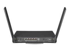 MikroTik hAP ac3 with 4-core 716 MHz CPU, 256MB RAM, 5 x Gigabit LAN (PoE-out on port#5), two wireless interfaces (built-in 2.4Ghz 802.11b/g/n two chain, built-in 5Ghz 802.11ac two chain), 3dBi 2.4GHz