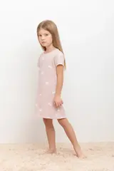 сорочка  для девочки  К 1154/пыльный персик,зайчики