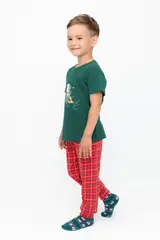 пижама  для мальчика  К 1554/тем.зеленый,клетка