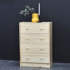 Комод деревянный Раст 4 ящика для хранения вещей и игрушек, из массива сосны в лаке
