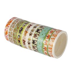 
          Декоративная клейкая лента Alingar, 0,8 см х 2 м, 10 шт, ассорти, в индивидуальной упаковке