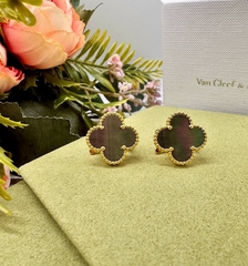 55137 - Cерьги Trendy из стали в лимонной позолоте с вставкой клевер